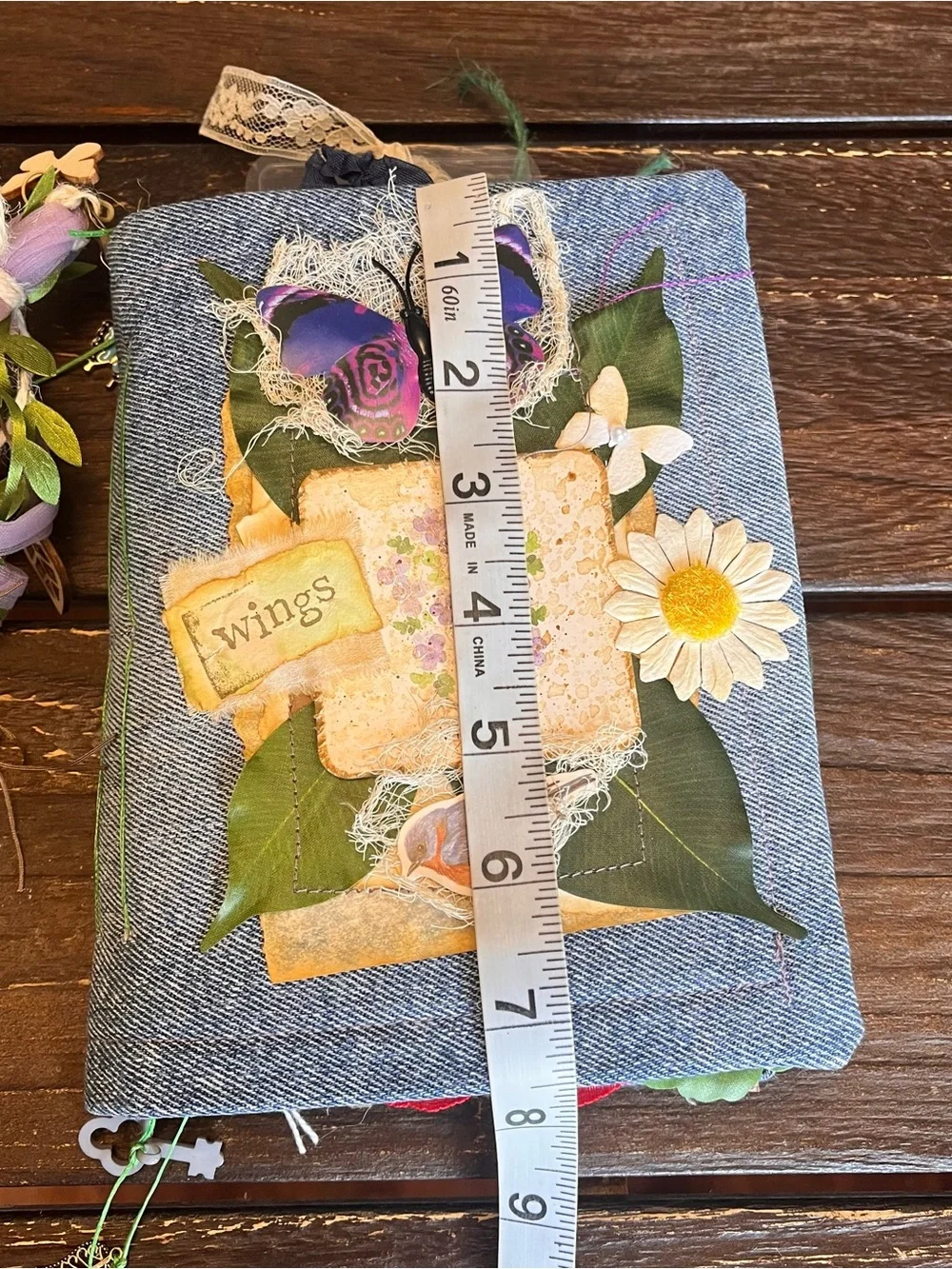 Nature Junk Journal Denim Butterfly Bird Floral Softcover 3 Sig Decorated - Picture 16 of 16